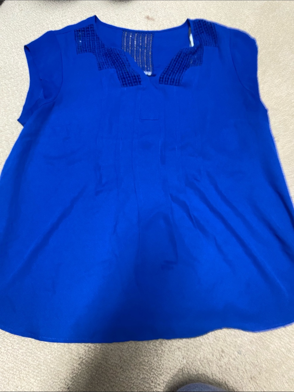 Cap-SleeveYoke Blouse — Cobalt Blue